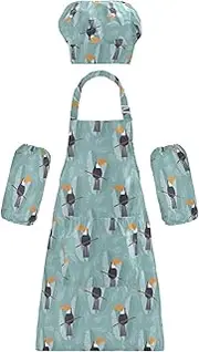 AIXIWAWA Kids Apron Chef Hat Set, Child Kitchen Bib Aprons Adjustable for Cooking Baking Painting (Toucans Pattern)