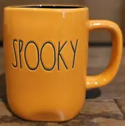 NEW! Rae Dunn Orange SPOOKY Mug Black Inside Halloween Coffee Cup