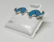 ELEPHANT Blue Enamel GENUINE STERLING SILVER Young Girls Children STUD EARRINGS