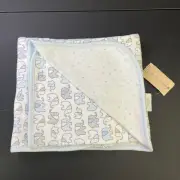 First Impressions Elephant Star Baby Blanket Blue White Gray Security Lovey NEW
