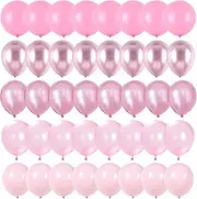 Pink Balloons Set, 60 Packs 12 Inch Metallic Chrome Pink Pearl Pink Macaron Pink Light Pink Different Shades Balloons for Girl Women Birthday Decorations, Wedding, Christening, Baby Shower Party