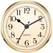 Hicarer 3-1/2 Inch (90 Mm) Quartz Clock Fit-Up/Insert with Arabic Numeral (Gold)