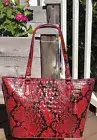 BRAHMIN Tote Purse Medium Asher Lipstick Melbourne Red Black Leather Croc - NWT
