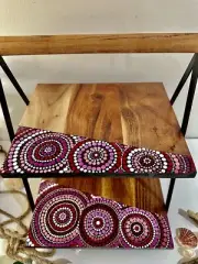 Aboriginal Art 2 Tier stand, cheeseboard, serving board