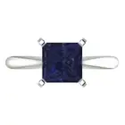 2.0ct Princess Cut Blue Sapphire Wedding Promise Engagement Ring 14k White Gold