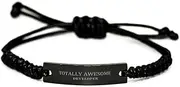 [Generic] Developer Black Rope Bracelet - Totally awesome Bracelet for Programmers, Graduation Gifts, Small, Silver Plated Zinc, Cubic Zirconia