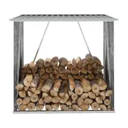 Garden Log Storage Shed Galvanised Steel 163x83x154 cm Grey vidaXL