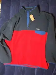 Patagonia Synchilla Snap-T Fleece Pullover Mens Sz XXL Red Navy & Blue 2XL
