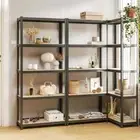 3x 5-Tier Storage ShelfSteel Wooden Warehouse Garage Rack Industrial Shelving