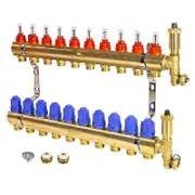Invena Brass Floor Heating Manifold 2-12 Circuits Plane Heating Manifold Complete Set 10 circuits