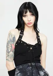[Necessary Evil] Minerva Plunge Lace Up Top
