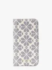 Spade Flower Coated Canvas Iphone 13 Magnetic Wrap Folio Case