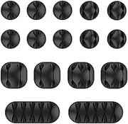 Geepen 16 pcs Desktop Cable Management, Adhesive Cord Organizer, Cable Organizer, Cable Holder for Cord Management, Wire Organizer Clips Black