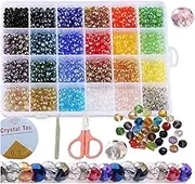 1200pcs Faceted Crystal Beads 24 Colors AB Faceted Crystal Glass Beads, for Bracelets Necklaces Trinkets DIY Jewelry Craft, 6mm in Diameter, Hole About 1.5mm, with Storage Box