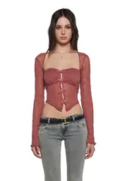 Fateful Fascination Long Sleeve Top - Dark Pink