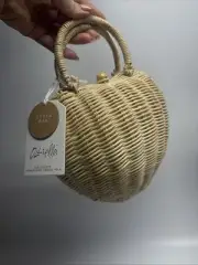 New Heart Boho Bag Rattan Wicker, Heart Shaped Storage Basket Cotton Lined