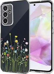 [Unov] Case Compatible with Samsung Galaxy A35 5G Clear with Design Soft TPU Shock Absorption Slim Embossed Pattern Protective Back Cover 6.6 inches (Floral Bouquet)