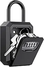 OQIMAX Key Lock Box,Key Safe Box 4 Digit Combination Key Lock Box for Outdoor with Removable Shackle,Weatherproof Key Box,2 Install Ways Hanging &Wall Mounted for Home Warehouse Garage