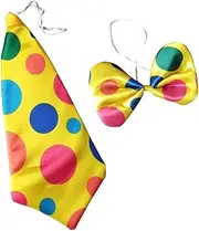 [ibasenice] Clown Costumes Tie Bow Tie Set Carnival Clown Outfit Clown Mask for Parties Masquerade Festivals