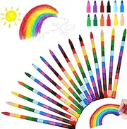 30 Pcs Stackable Crayons, 360 Counts Mini Crayon, Colored Pencils for Kids, Rainbow Markers Pen, Stacking Crayons for Children Toddlers Drawing Gifts, Party Favors School Office Supplies,12 Colors