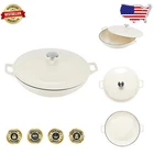 3.3-Quart Round Enameled Cast Iron Skillet with Lid - Oven Safe Up to 500°F
