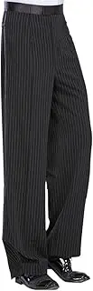 [ZUCKY] Mens Dance Pants Pinstripe Straight Latin Dance Pant Professional Dance Trousers for Jazz Rumba Tango