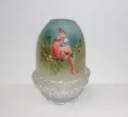 Fenton Glass Crystal Red Cardinal Bird & Pines Fairy Light Lamp LE #10/50 Kibbe
