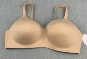 Auden Lightly Lined Wirefree T-shirt Bra 46D Beige Soft Padded Cup Comfortable