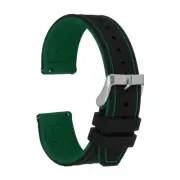Silicone Watch Bands 22mm Soft Quick Release Watch Bands, Black Green