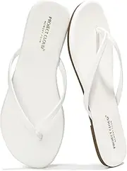 [Project Cloud] Vegan Leather Flip Flops for Women Footwear - Memory Foam Flats Sandals for Women 2025 - Lightweight Sandals Summer Beach Essentials Slides (Foundations)
