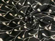 Black matka silk leaf embroidered fabric 45” wide. Best used for home Decor.