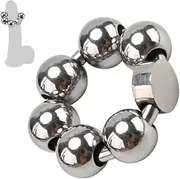 BDSM stainless steel pressure ball cock ring testicle ring 8 sizes glans penis rings with 10 mm diameter beads ball stretcher testicle stretcher penis bondage SM sex toys for men(24mm)