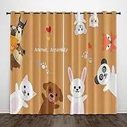 Exquisite Bedroom Blackout Curtains, Yellow Bunny Panda Heart 92x91 Inch Heat Insulation Blackout Children's Curtains,3D lackout Curtains, Suitable for Living Room Bedroom Childre