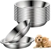 12 Pcs Stainless Steel Cat Bowls Shallow Cat Food Bowls, Replacement Whisker
