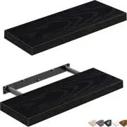QEEIG Floating Shelves for Wall Bathroom Shelf Bedroom Kitchen 2pcs, C. Black