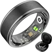 Smart Ring Men Women, Fitness Tracker Ring with Charging Box, App, Heart Rate Monitoring, Sleep Tracking, Step & Calorie Counter, No Subscription Fee, Fitness Rings for Women Gray 9