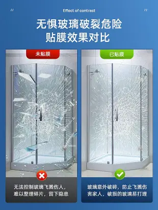 玻璃防爆膜淋浴房衛生間浴室窗戶門防碎鋼化貼膜家用透明玻璃貼紙