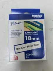 Brother TZe-241 P Touch Label Tape - 18mm Black on White Laminated Tape TZe241