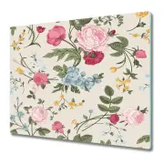 Glass Chopping Board Utensil Board Worktop Saver Colourful flowers pink 60x52