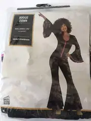 WOMEN'S HALLOWEEN 1970'S BOOGIE DOWN DISCO JUMPSUIT 1 PIECE COSTUME UP TO SIZE 8