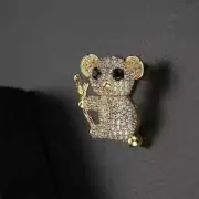 Panda Brooch Pin Women 14K Yellow Gold Plated 1.50Ct Round Lab Created Diamond