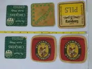 VINTAGE COASTER LOT WHITBREAD BREWMASTER Caspary Pils Superb Chequers Whiskey