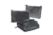 Soft Plush for Airplane Travel Size Blanket Throw Long Flight Essentials-Grey