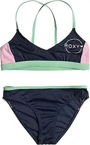[Roxy] Girls' Ilacabo Active Athletic Swimsuit Set, Naval