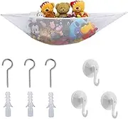 1 Pack Stuffed Animal Net Hammock, Polyester, Triangle Toy Hammock, White, Hook, Screw Closure, Storage Net Organizer, Easy to Hang with Anchors & Hooks