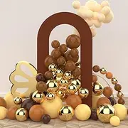 LEBENGURU Upgraded 7.2FT Open Arch Backdrop Cover, Brown Spandex Fitted Round Top Wedding Arches, Double-Sided U-Shaped Arch Chiara Stand Covers for Birthday Party Baby Shower Banquet Balloon Décor