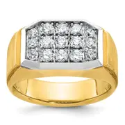 14k Yellow u0026 Rhodium Gold Men's Polished and Satin Diamond Ring Mounting