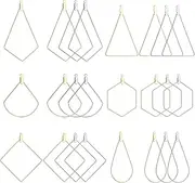 24pcs Stainless Steel Geometric Beading Hoop Earrings Open Bezel Frame Pendants Earring Findings for Earring Necklace Jewelry Making Crafting,6 styles