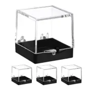 4 Pcs Specimen Display Box Rock and Mineral Cases Clear Container