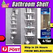 4 Tier Telescopic Bathroom Shelf Adjustable Wall Corner Shower Rack Organizer